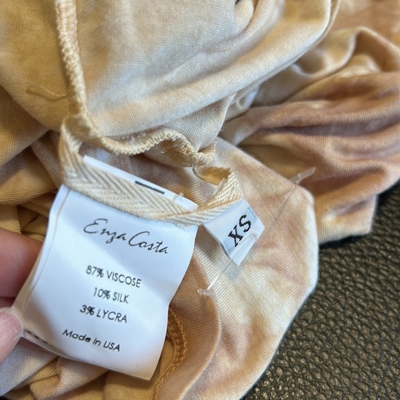 Enza Costa Revolve One Shoulder Tie Dye Jersey Dress Beige Sz XS NEW - Picture 9 of 10